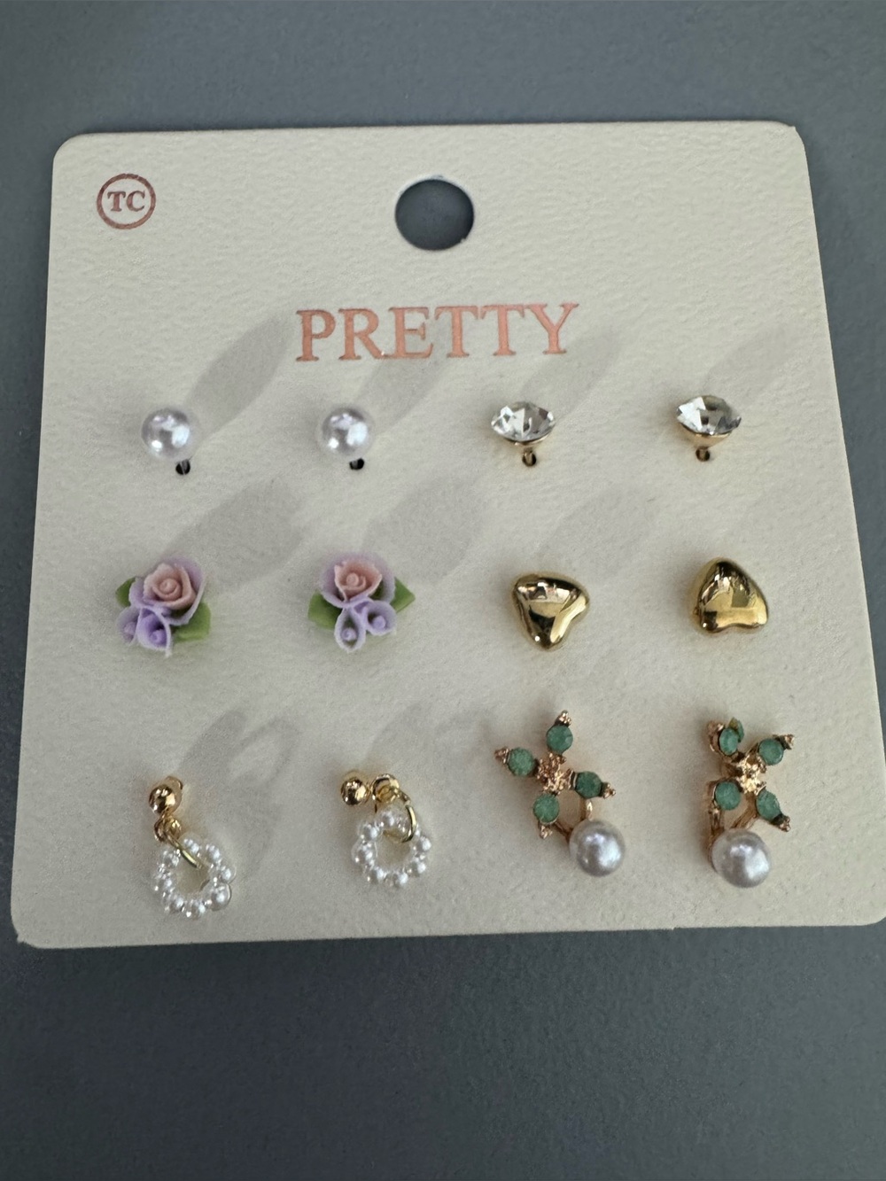 Pretty Mixed Earrings Set — Gold, Pearl, Lavender & Green Accents floral dainty